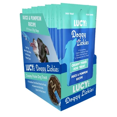 17pc 4oz Lucy Pet Doggy Lickies Duck & Pumpkin Display - Treats